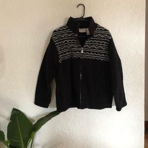 Black and white Aztec fuzzy jacket -Liz Claiborne
